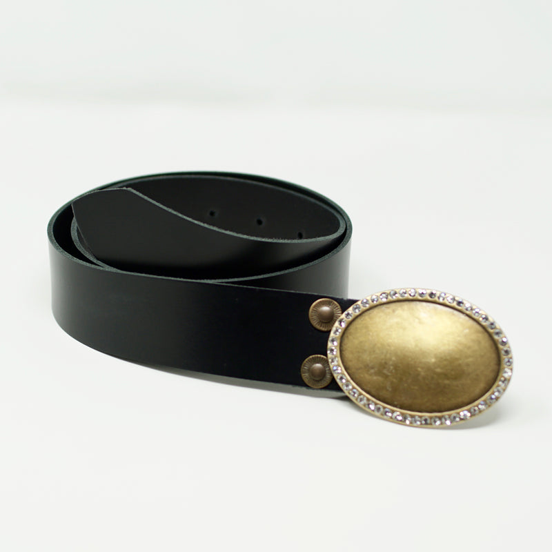 Black Simplicity Belt with Gold - BARCELONADOGS